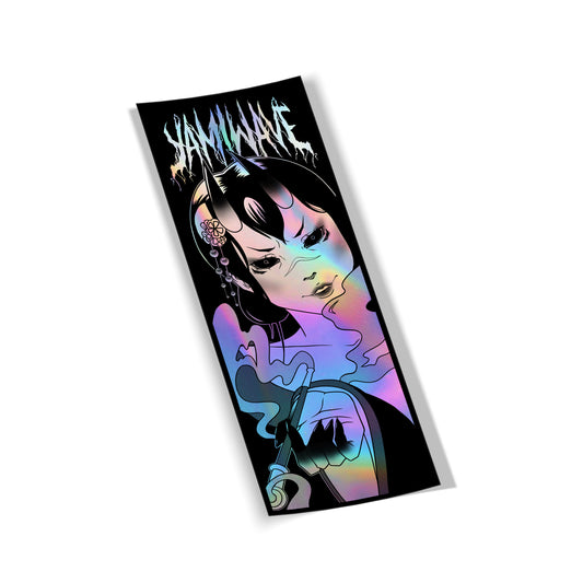 Yamiwave Logo Enenra Smoking Oni Pinup Spot Holo Slap Sticker