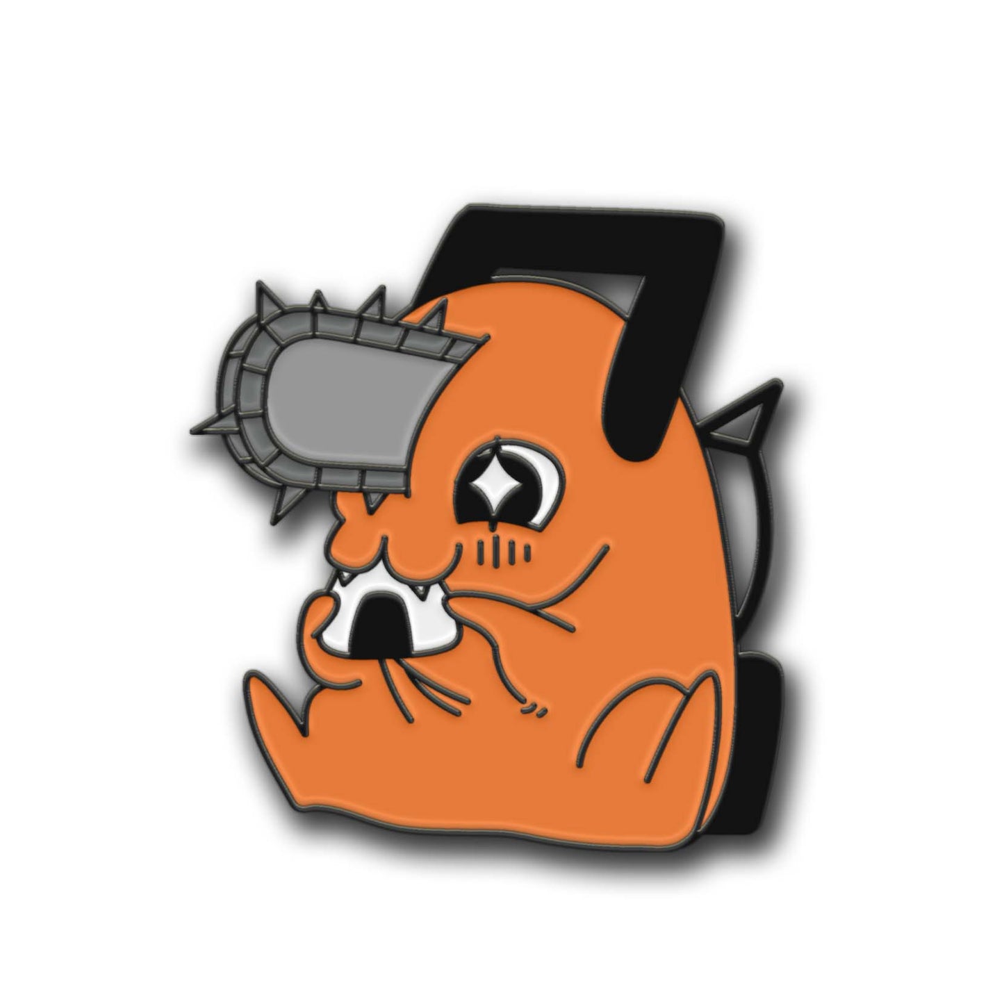 Orange Devil Dog Kawaii Rice Ball Hard Enamel Pin
