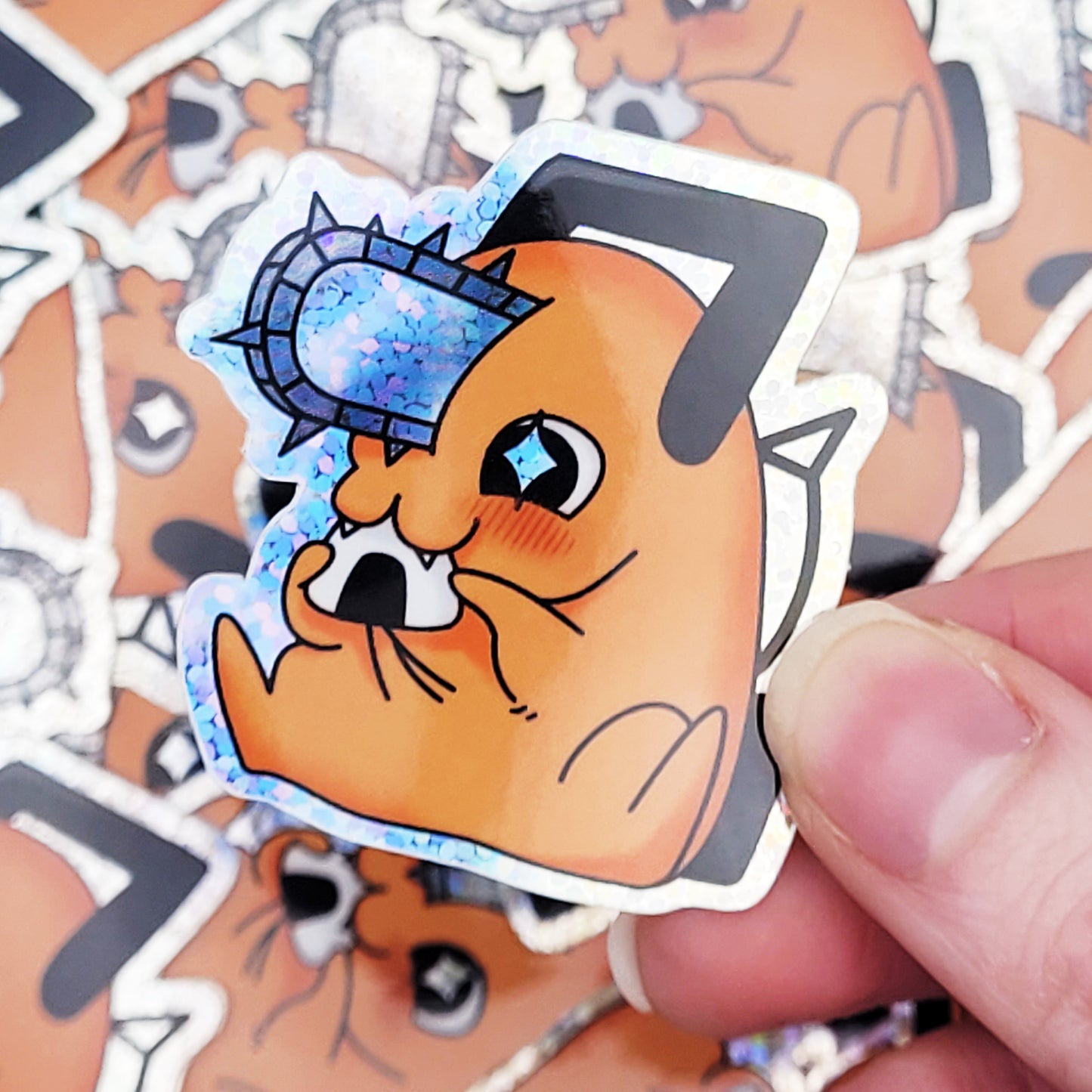 Orange Devil Dog Kawaii Rice Ball Mini Sticker