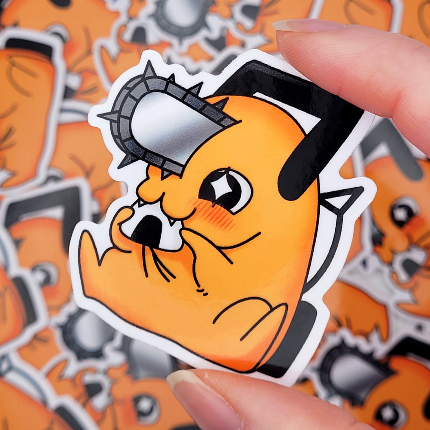 Orange Devil Dog Kawaii Rice Ball Mini Sticker